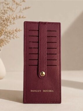 Badgley Mischka Burgundy/Red 7 Slot Card Holder With Tab - NWT